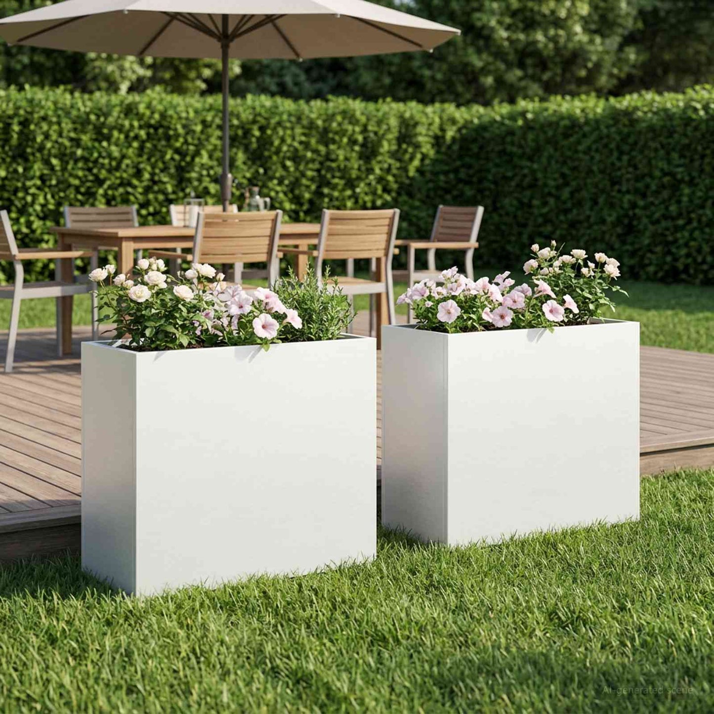 Vaso da giardino 2 pz Bianco 50 x 20 x 40 cm | homemem39