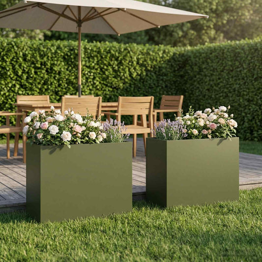 Vaso da giardino 2 pz Verde Oliva 50 x 20 x 40 cm | homemem39