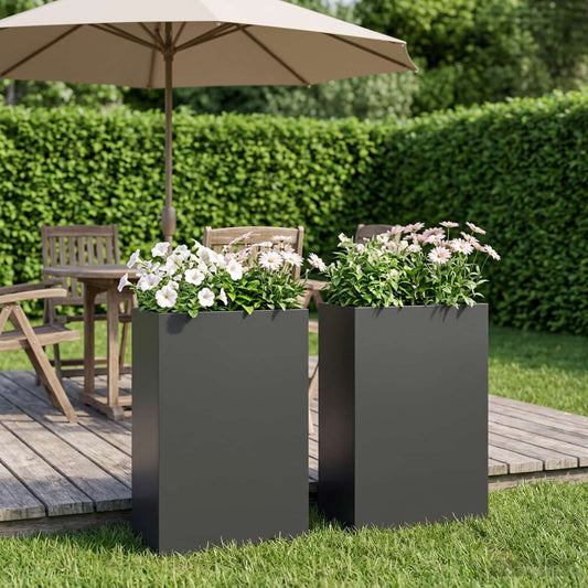 Vaso da giardino 2 pz Nero 50 x 20 x 75 cm | homemem39