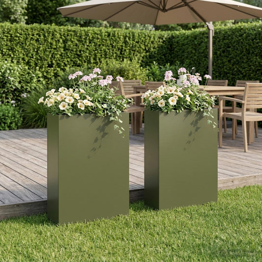 Vaso da giardino 2 pz Verde Oliva 50 x 20 x 75 cm