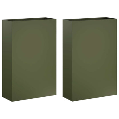 Vaso da giardino 2 pz Verde Oliva 50 x 20 x 75 cm | homemem39