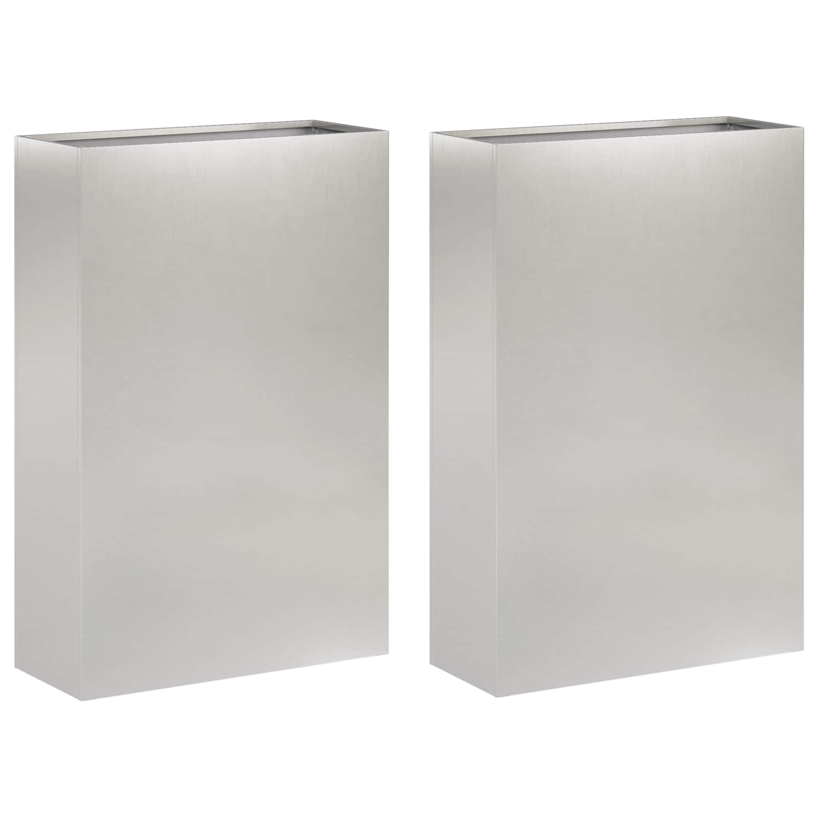 Vaso da giardino 2 pz Argento 50 x 20 x 75 cm Acciaio Inox | homemem39