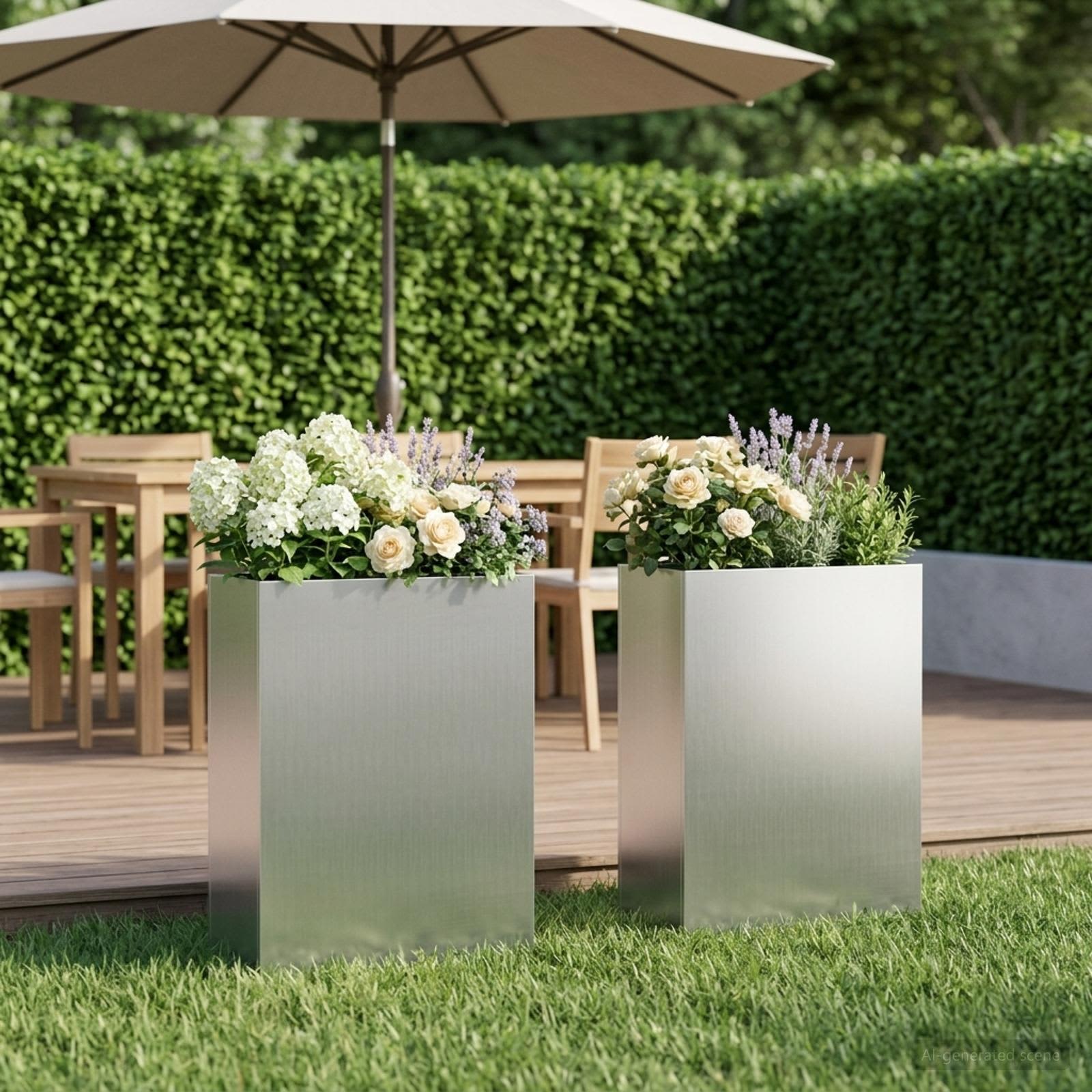Vaso da giardino 2 pz Argento 50 x 20 x 75 cm Acciaio zincato | homemem39