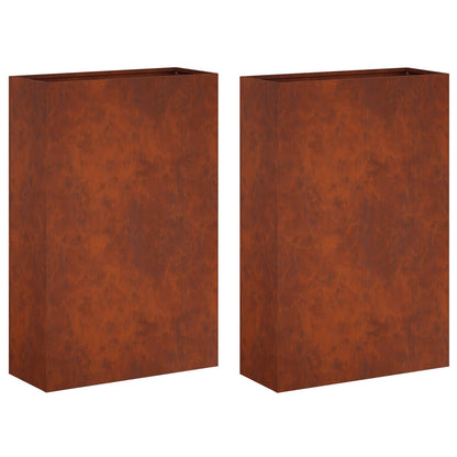 Vaso da giardino 2 pz Ruggine 50 x 20 x 75 cm Acciaio Corten | homemem39