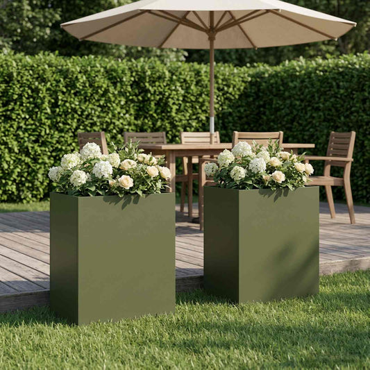 Vaso da giardino 2 pz Verde Oliva 40 x 30 x 40 cm