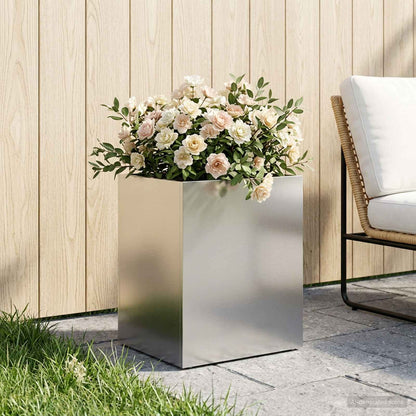 Vaso da giardino Argento 40 x 30 x 40 cm Acciaio Inox