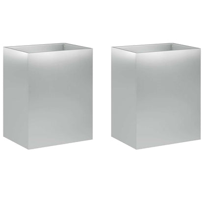 Vaso da giardino 2 pz Argento 40 x 30 x 40 cm Acciaio zincato