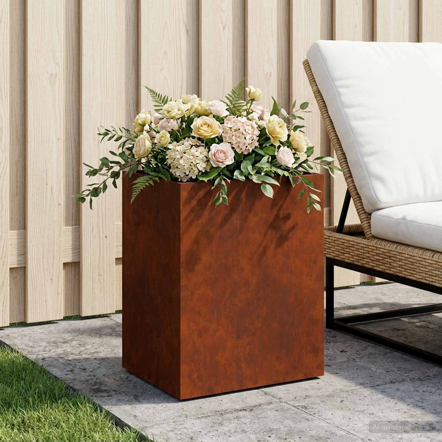 Vaso da giardino Ruggine 40 x 30 x 40 cm Acciaio Corten | homemem39