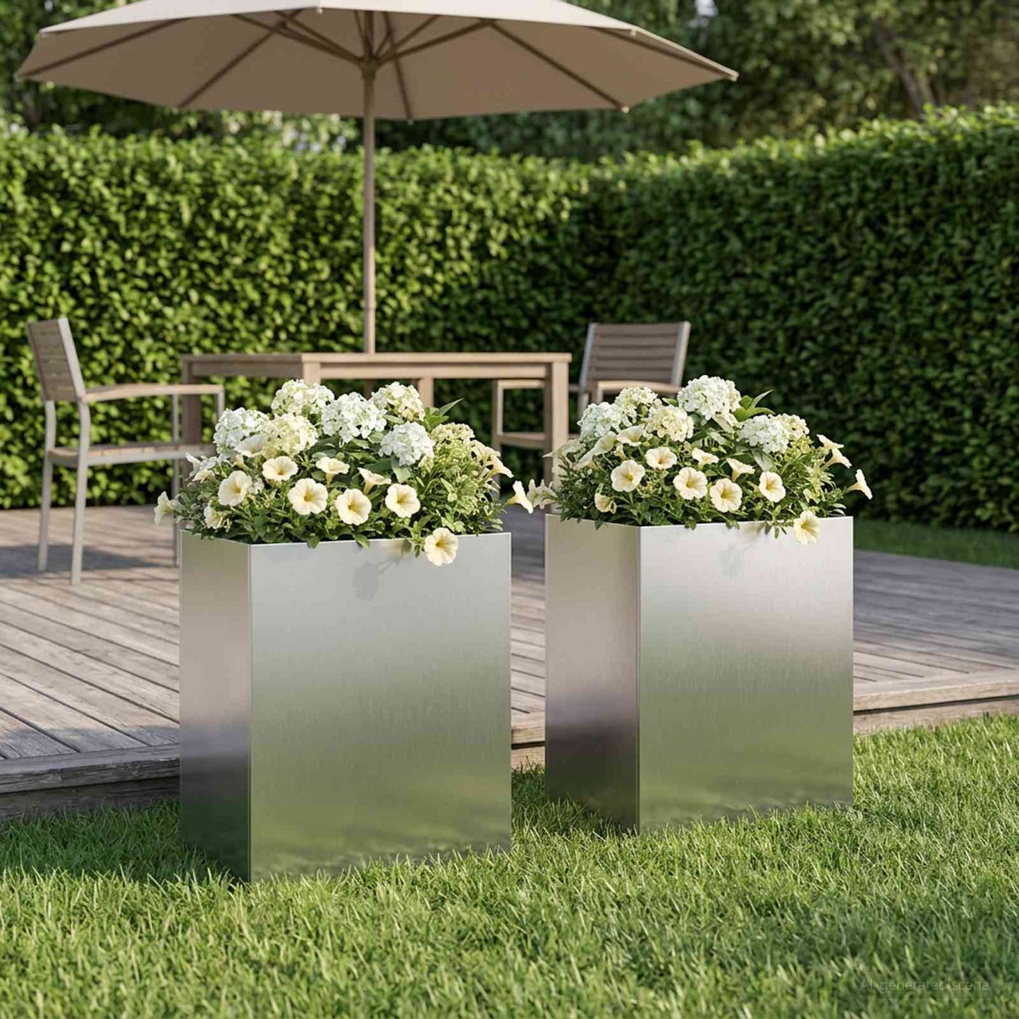 Vaso da giardino 2 pz Argento 40 x 30 x 50 cm Acciaio Inox | homemem39