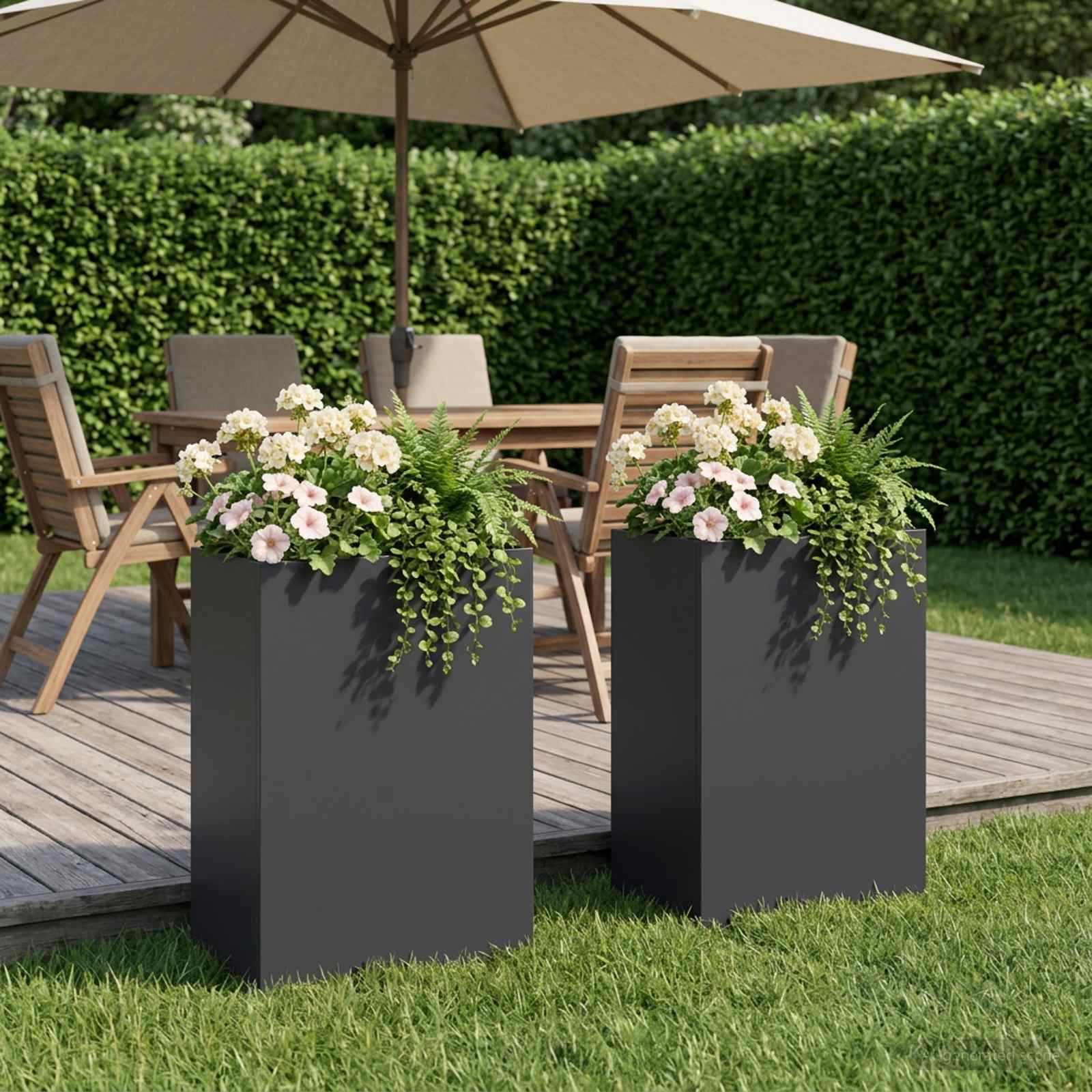 Vaso da giardino 2 pz Nero 40 x 30 x 75 cm | homemem39