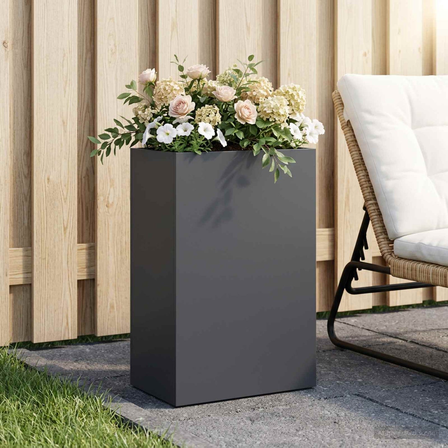 Vaso da giardino Antracite 40 x 30 x 75 cm