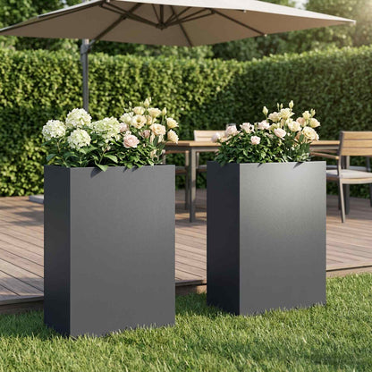 Vaso da giardino 2 pz Antracite 40 x 30 x 75 cm