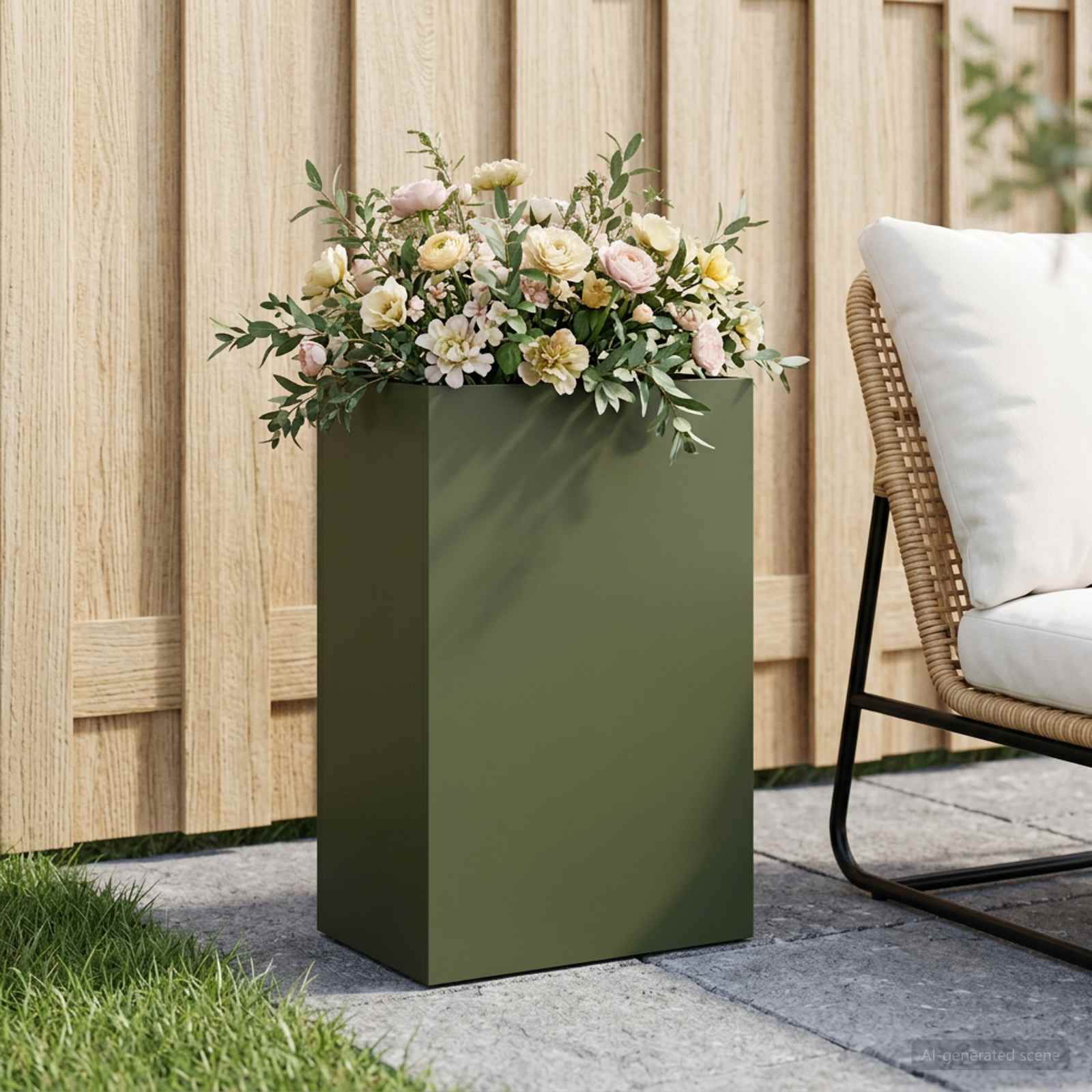 Vaso da giardino Verde Oliva 40 x 30 x 75 cm | homemem39