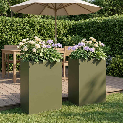 Vaso da giardino 2 pz Verde Oliva 40 x 30 x 75 cm | homemem39