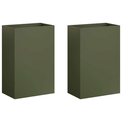 Vaso da giardino 2 pz Verde Oliva 40 x 30 x 75 cm | homemem39