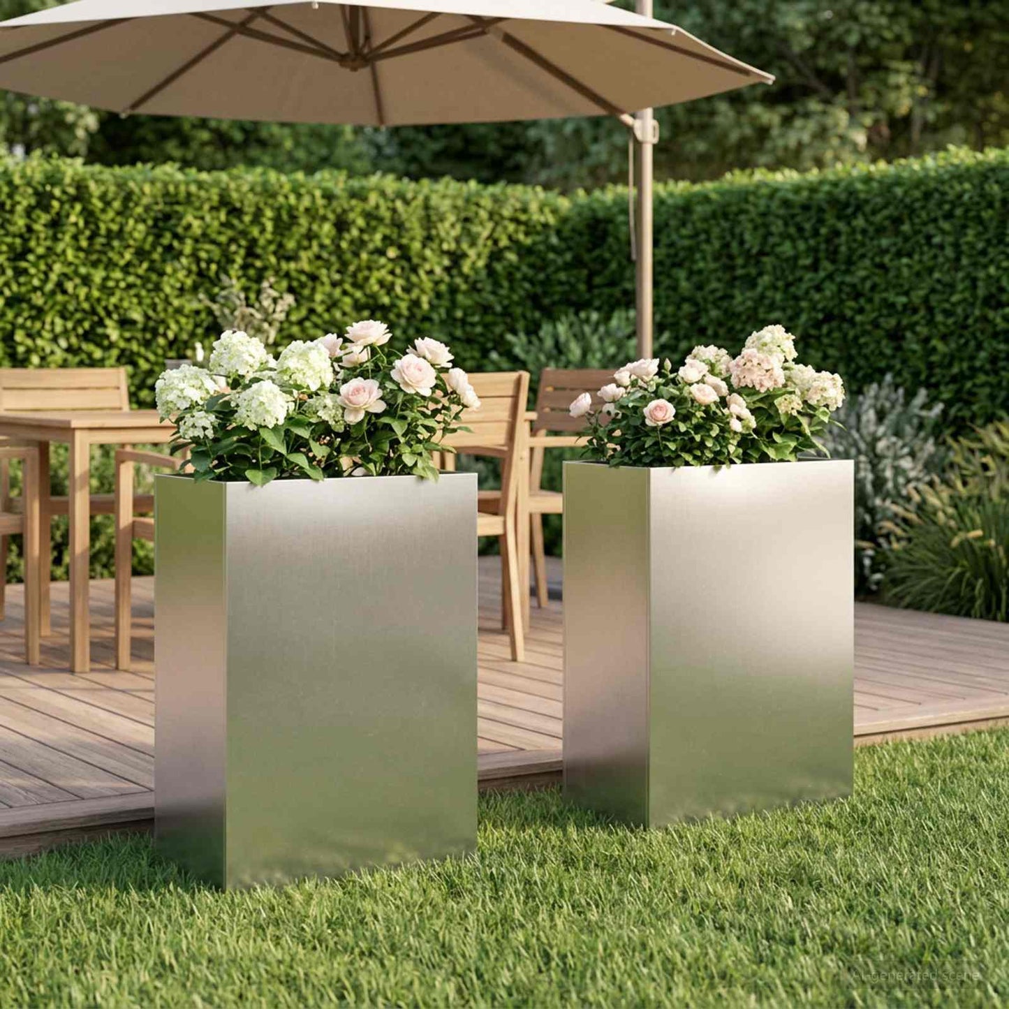 Vaso da giardino 2 pz Argento 40 x 30 x 75 cm Acciaio Inox | homemem39