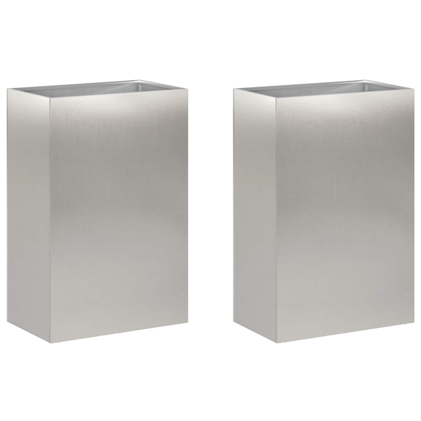 Vaso da giardino 2 pz Argento 40 x 30 x 75 cm Acciaio Inox | homemem39