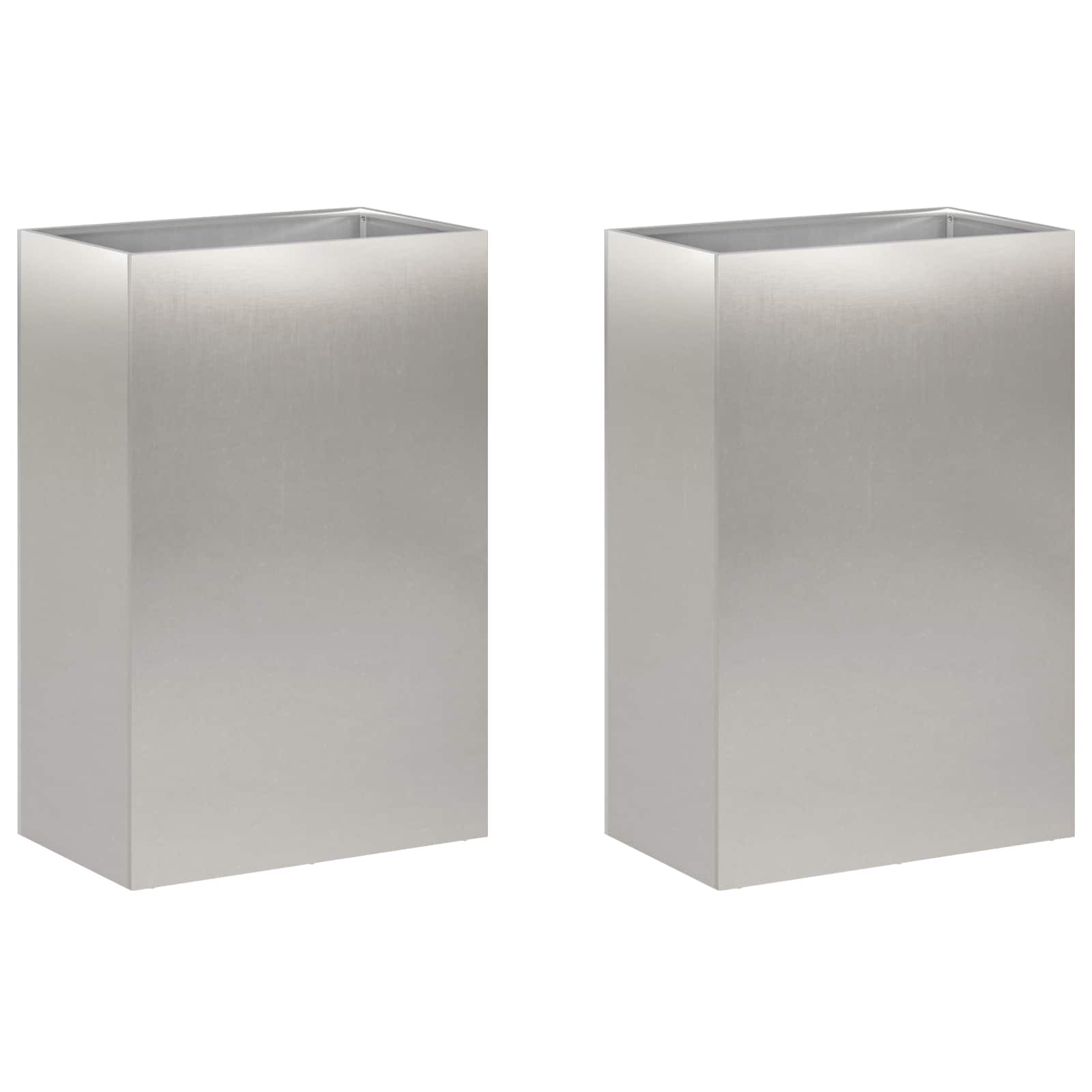 Vaso da giardino 2 pz Argento 40 x 30 x 75 cm Acciaio Inox | homemem39