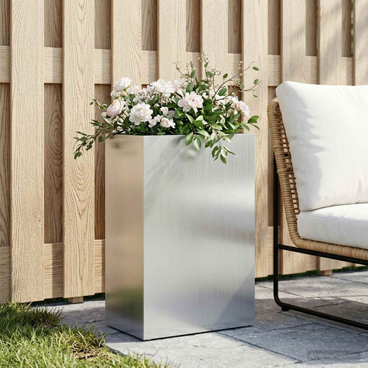 Vaso da giardino Argento 40 x 30 x 75 cm Acciaio zincato