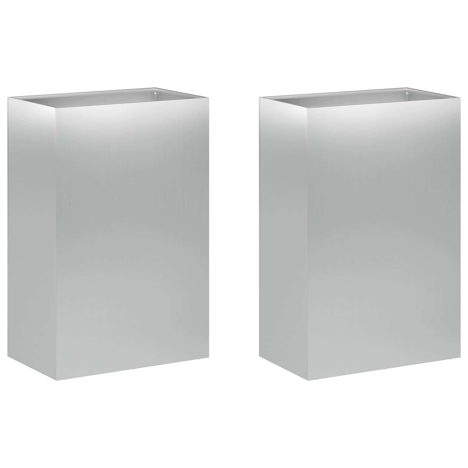 Vaso da giardino 2 pz Argento 40 x 30 x 75 cm Acciaio zincato | homemem39