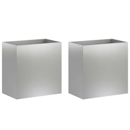 Vaso da giardino 2 pz Argento 50 x 30 x 40 cm Acciaio zincato | homemem39
