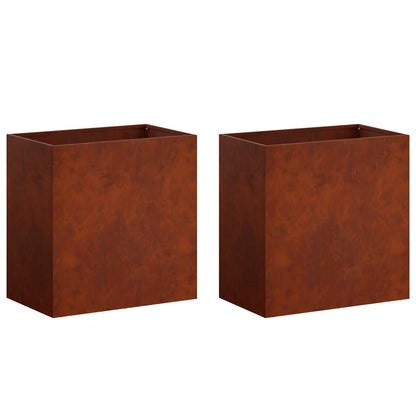 Vaso da giardino 2 pz Ruggine 50 x 30 x 40 cm Acciaio Corten | homemem39