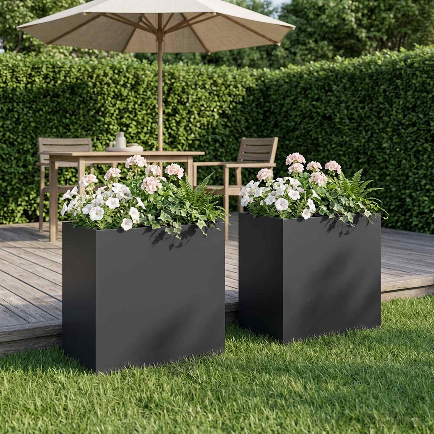 Vaso da giardino 2 pz Nero 50 x 30 x 50 cm | homemem39