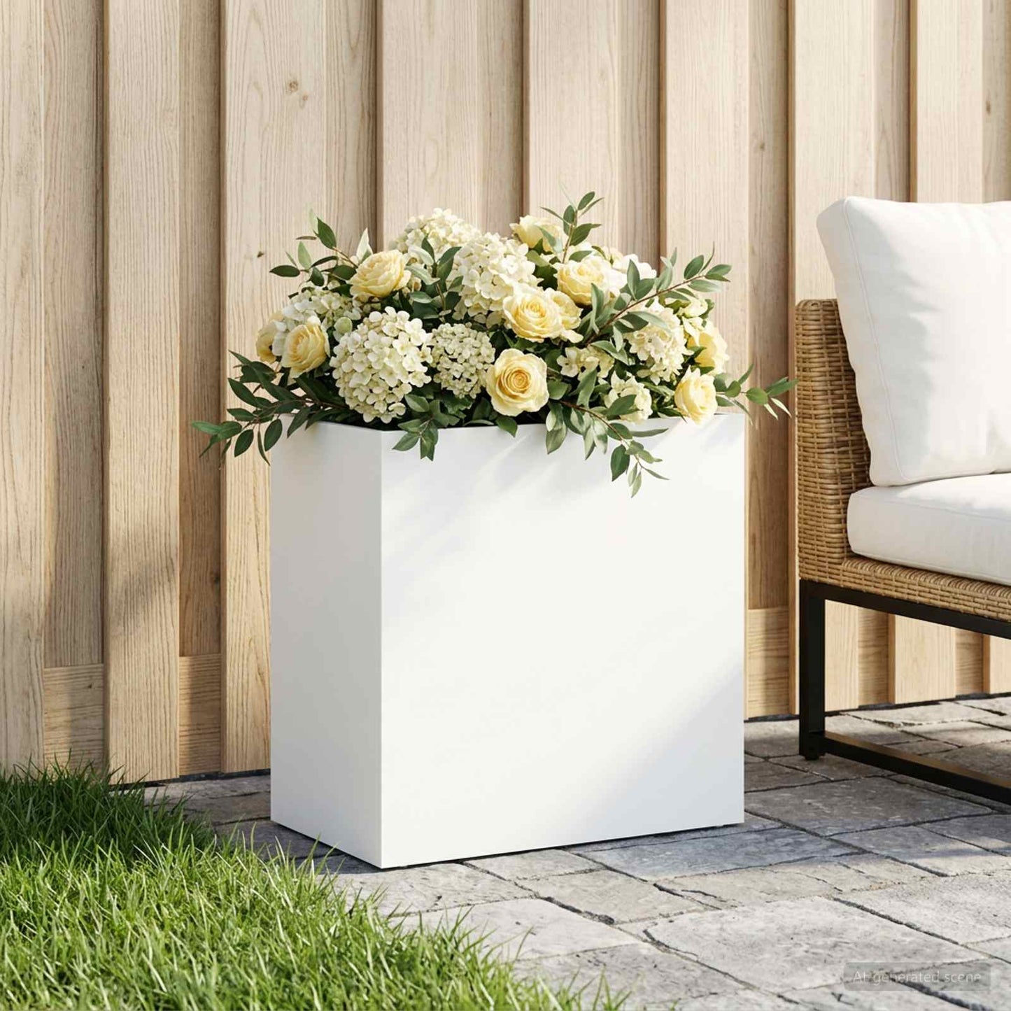 Vaso da giardino Bianco 50 x 30 x 50 cm | homemem39