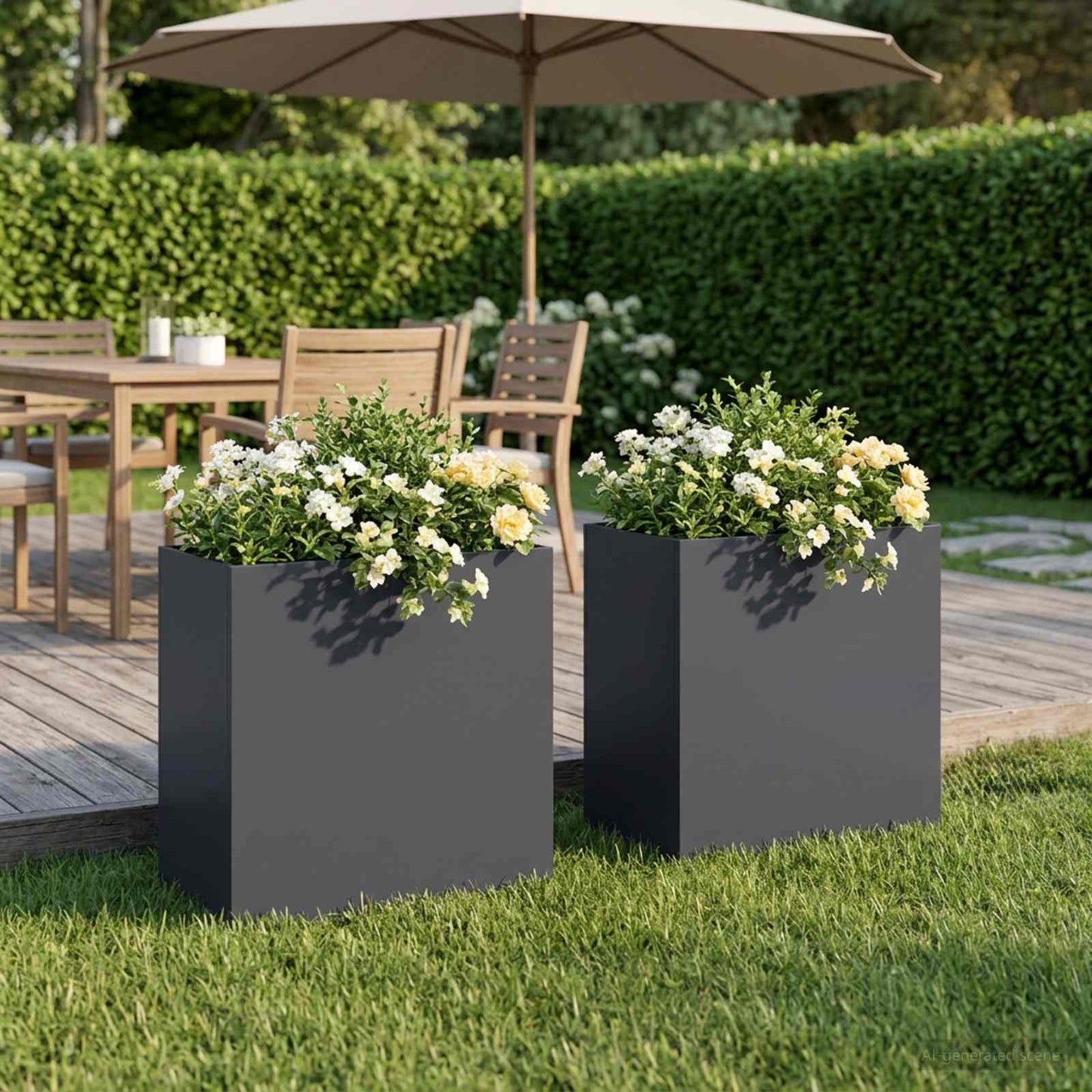 Vaso da giardino 2 pz Antracite 50 x 30 x 50 cm