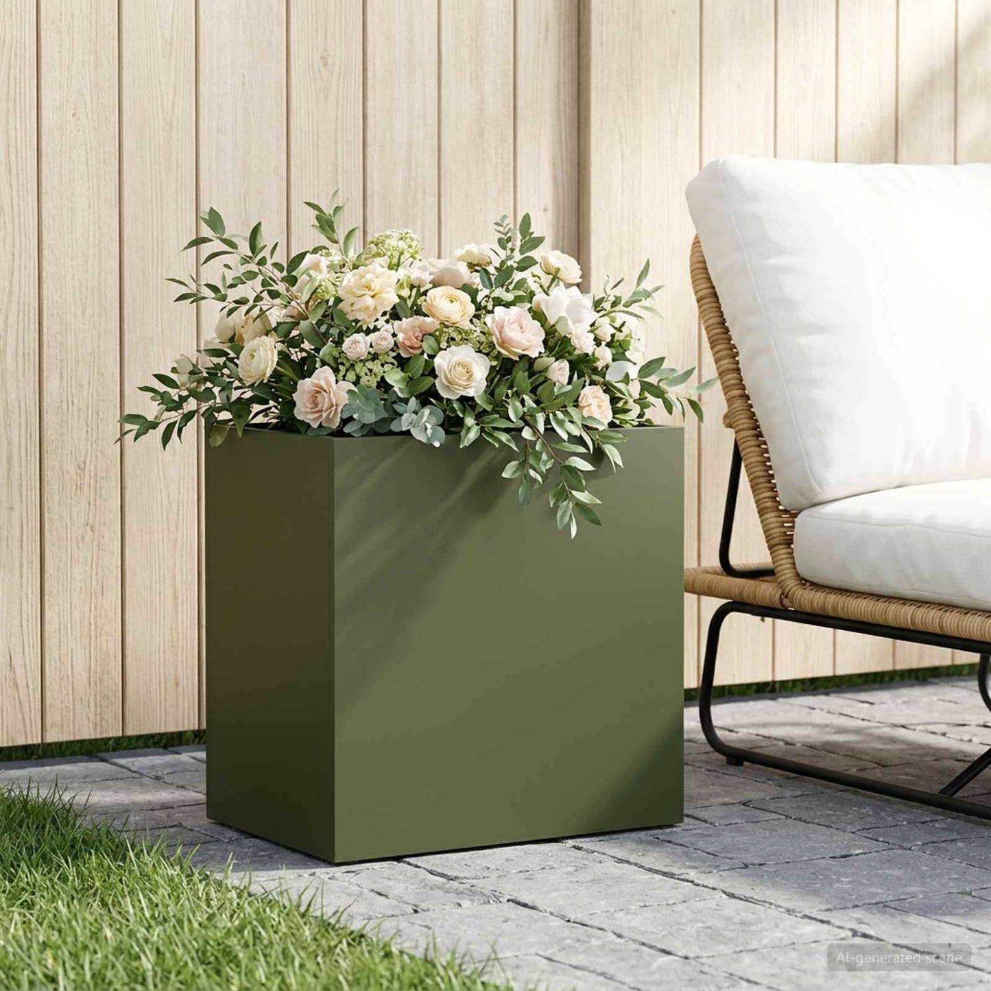 Vaso da giardino Verde Oliva 50 x 30 x 50 cm