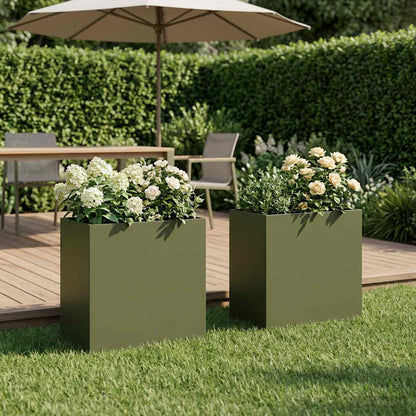 Vaso da giardino 2 pz Verde Oliva 50 x 30 x 50 cm | homemem39