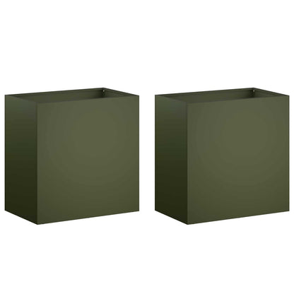 Vaso da giardino 2 pz Verde Oliva 50 x 30 x 50 cm | homemem39