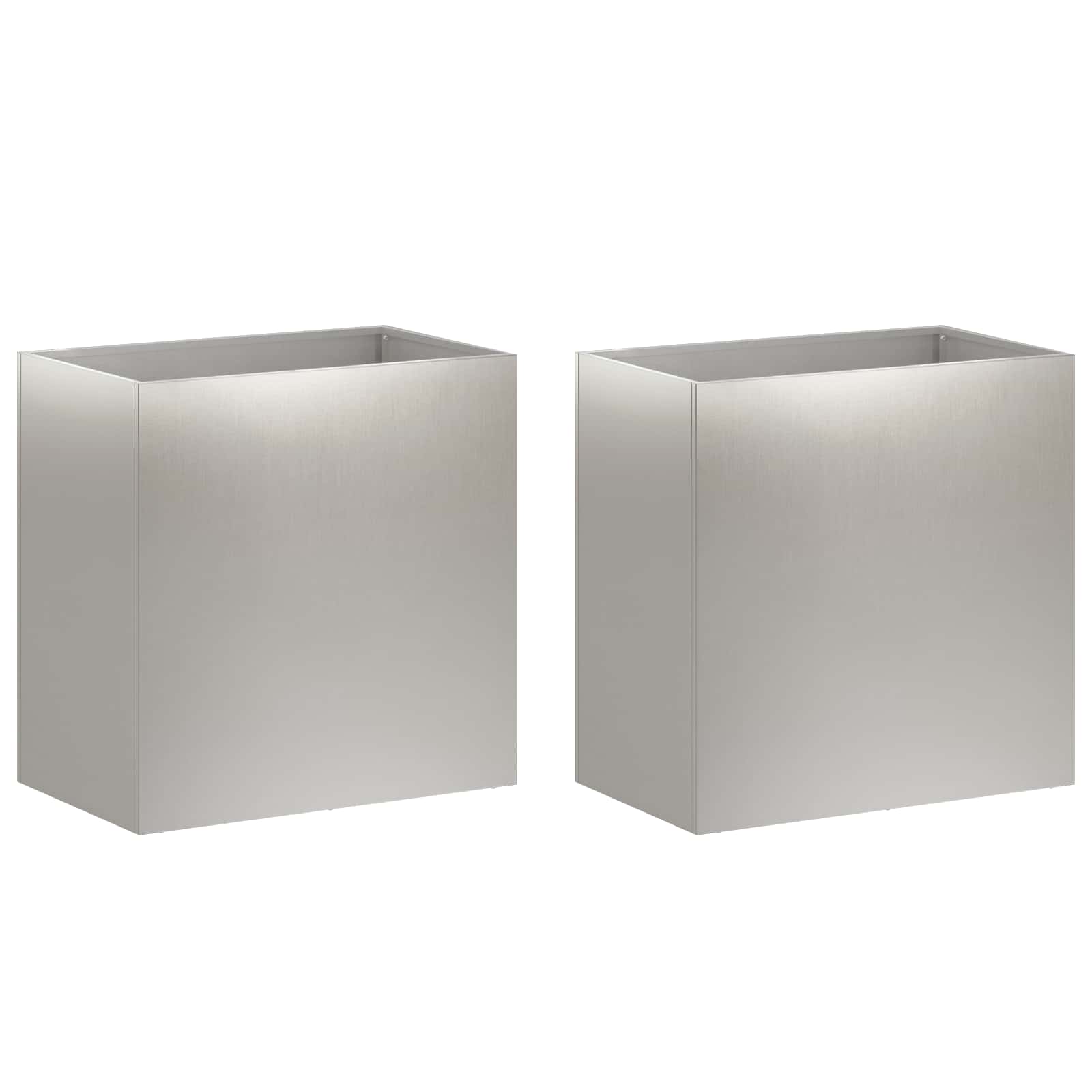 Vaso da giardino 2 pz Argento 50 x 30 x 50 cm Acciaio Inox | homemem39