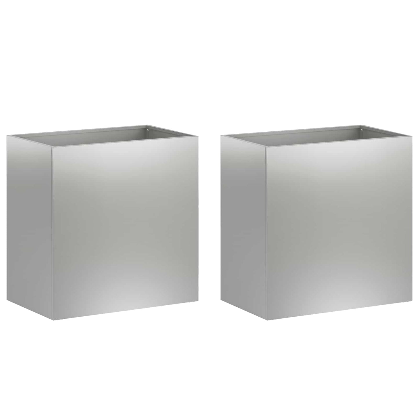 Vaso da giardino 2 pz Argento 50 x 30 x 50 cm Acciaio zincato