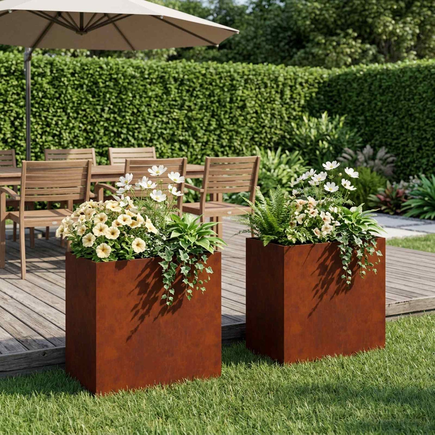 Vaso da giardino 2 pz Ruggine 50 x 30 x 50 cm Acciaio Corten | homemem39