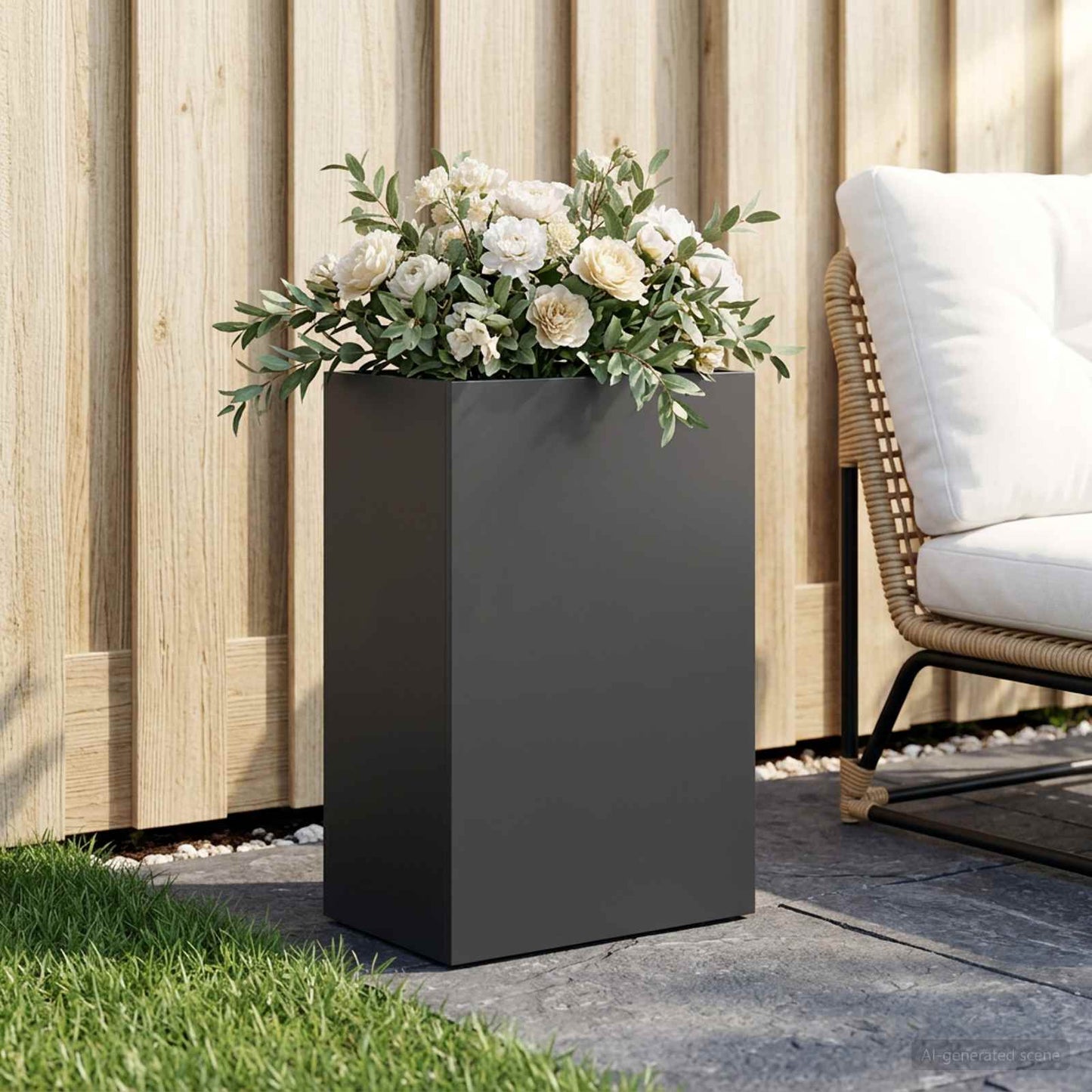 Vaso da giardino Nero 50 x 30 x 75 cm Acciaio laminato a freddo