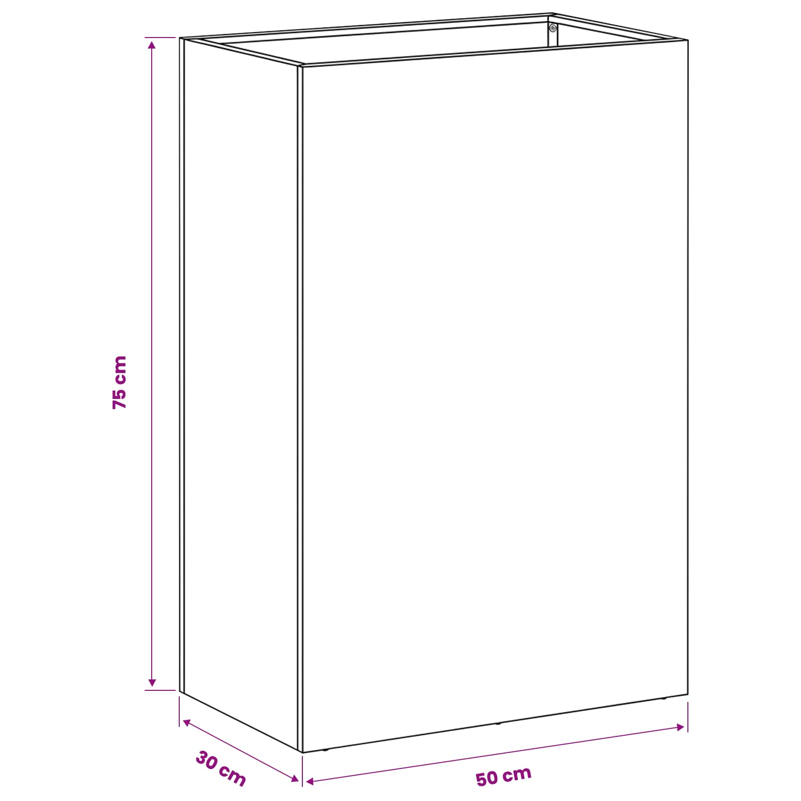 Vaso da giardino 2 pz Nero 50 x 30 x 75 cm | homemem39