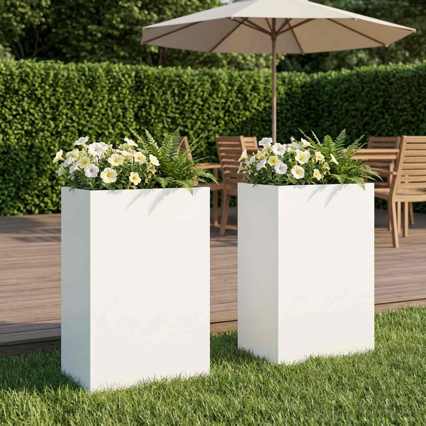 Vaso da giardino 2 pz Bianco 50 x 30 x 75 cm
