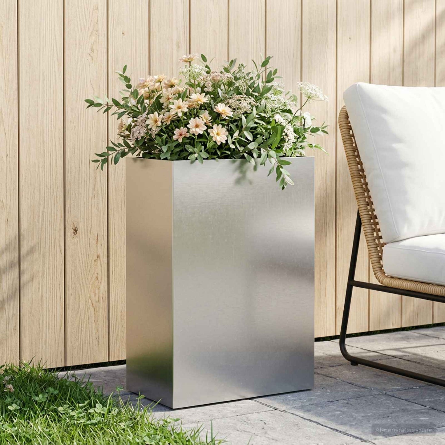 Vaso da giardino Argento 50 x 30 x 75 cm Acciaio Inox