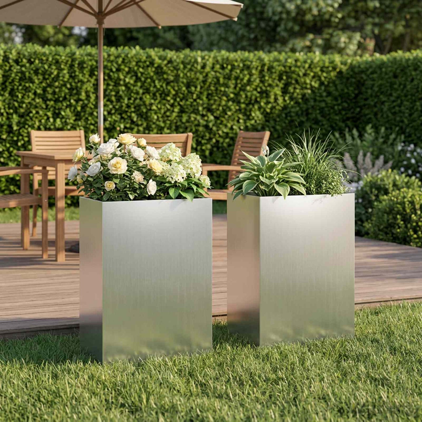 Vaso da giardino 2 pz Argento 50 x 30 x 75 cm Acciaio zincato