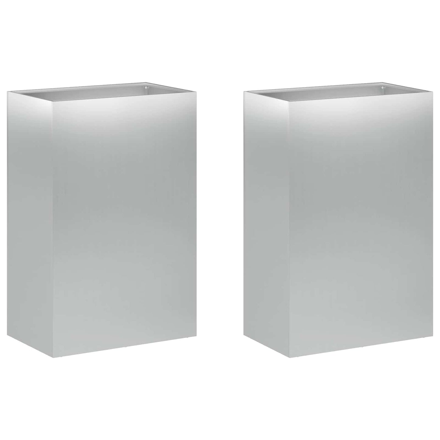 Vaso da giardino 2 pz Argento 50 x 30 x 75 cm Acciaio zincato | homemem39