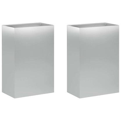 Vaso da giardino 2 pz Argento 50 x 30 x 75 cm Acciaio zincato | homemem39
