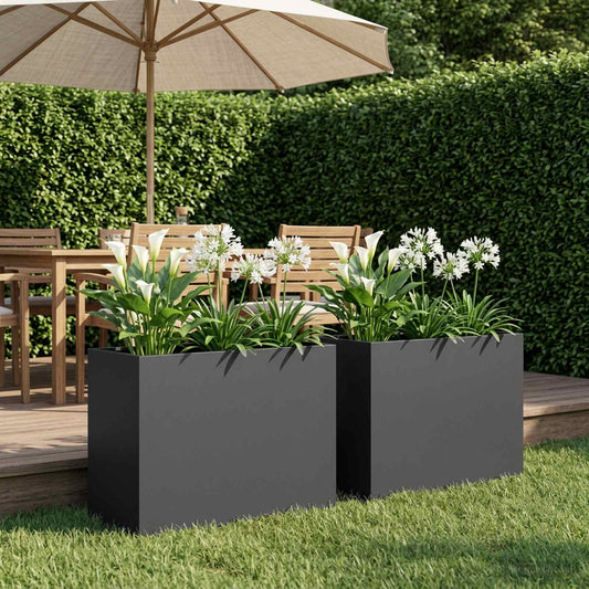 Vaso da giardino 2 pz Nero 60 x 30 x 40 cm | homemem39