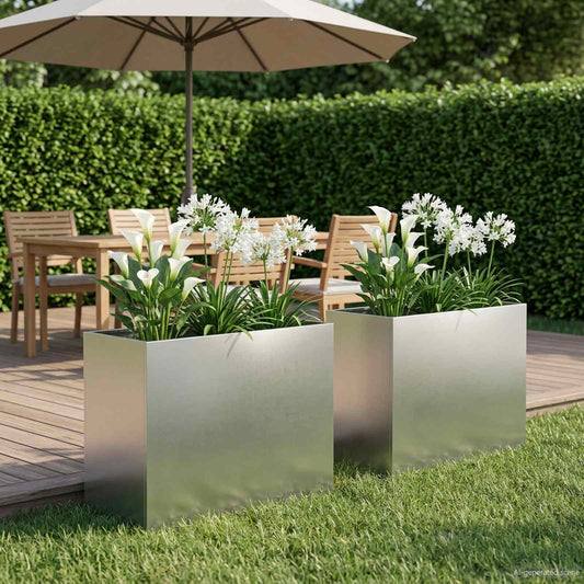 Vaso da giardino 2 pz Argento 60 x 30 x 40 cm Acciaio Inox - homemem39