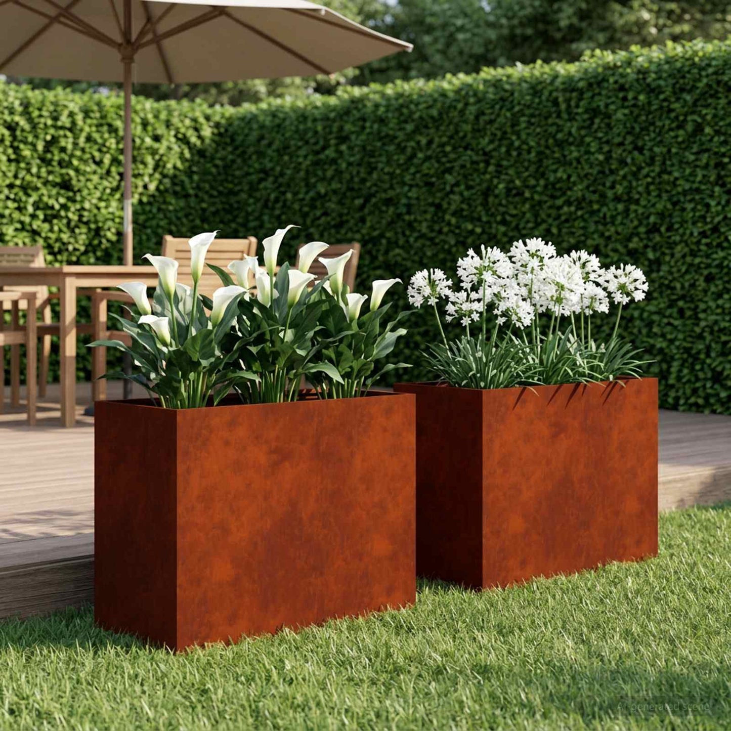 Vaso da giardino 2 pz Ruggine 60 x 30 x 40 cm Acciaio Corten | homemem39