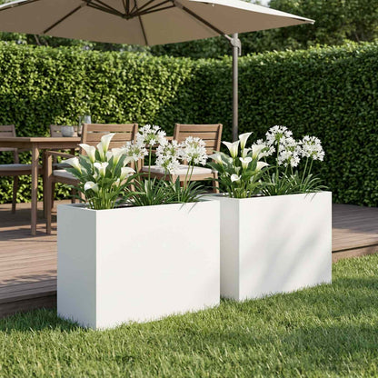 Vaso da giardino 2 pz Bianco 60 x 30 x 50 cm