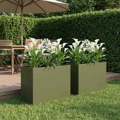 Vaso da giardino 2 pz Verde Oliva 60 x 30 x 50 cm