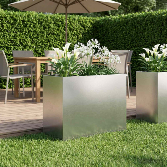 Vaso da giardino Argento 60 x 30 x 50 cm Acciaio Inox - homemem39