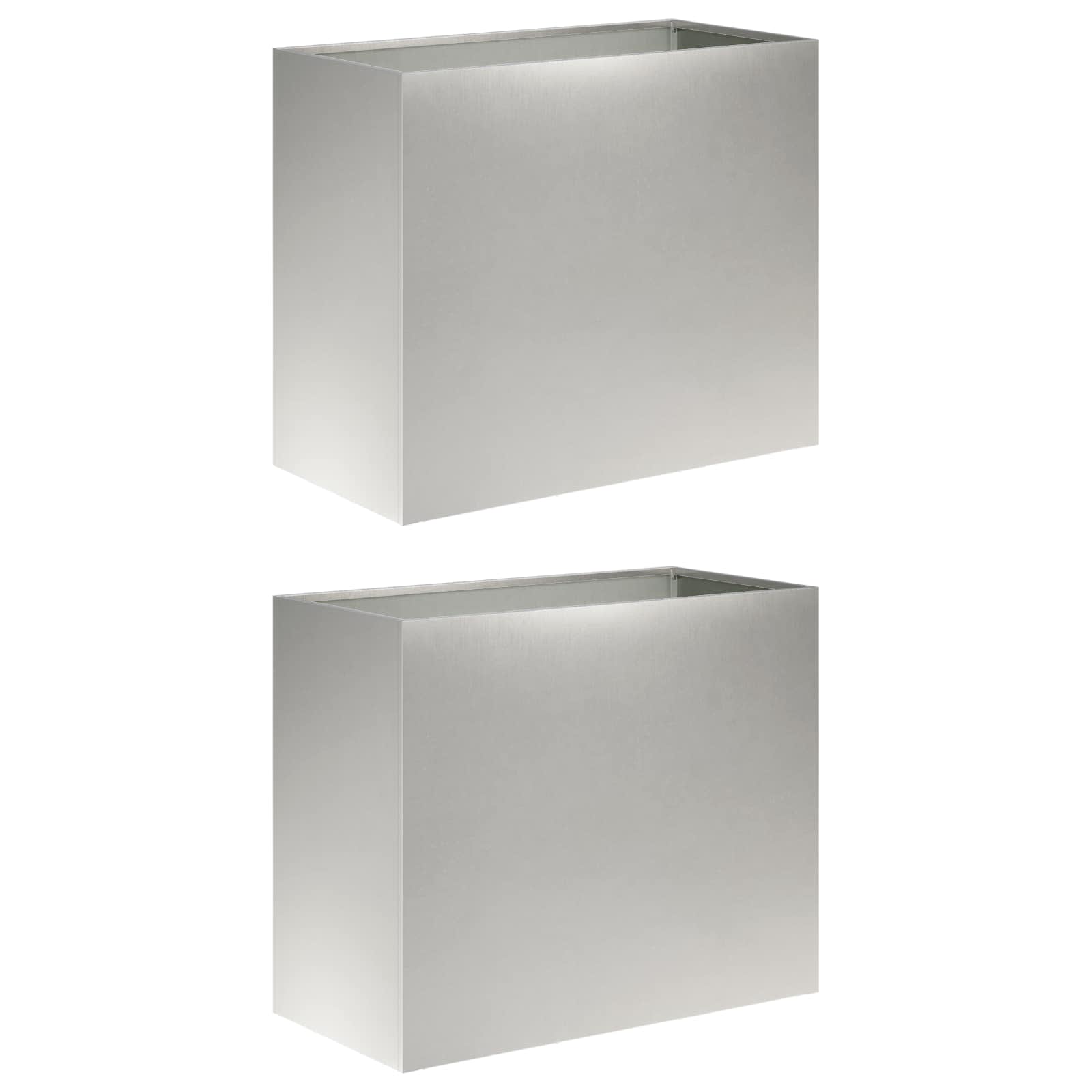 Vaso da giardino 2 pz Argento 60 x 30 x 50 cm Acciaio Inox | homemem39