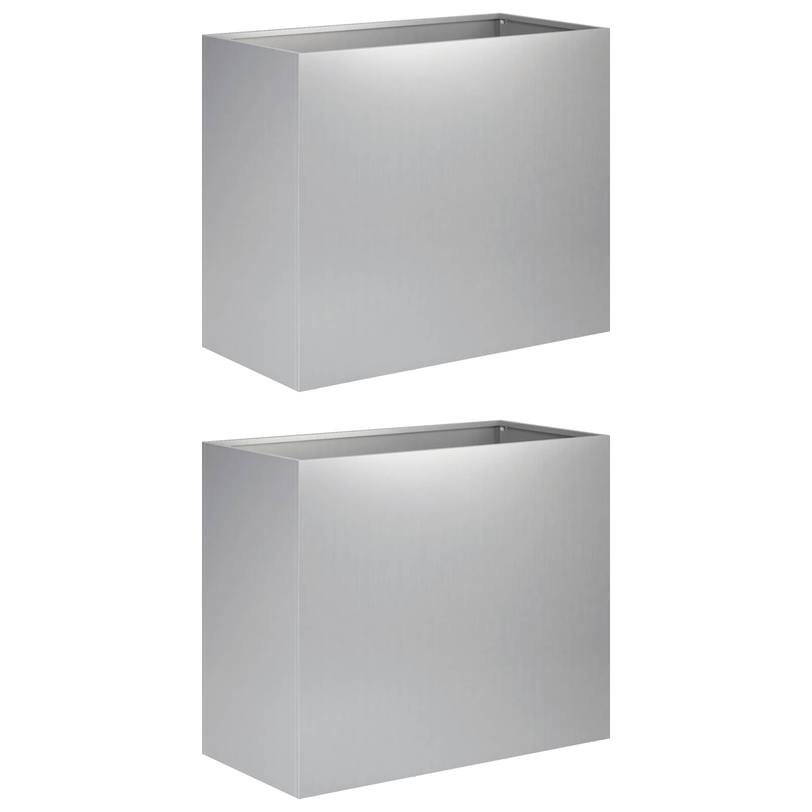 Vaso da giardino 2 pz Argento 60 x 30 x 50 cm Acciaio zincato | homemem39